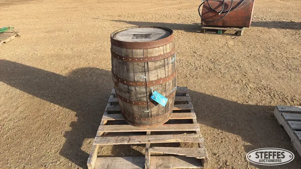 Oak whiskey barrel cabinet Personal Property
