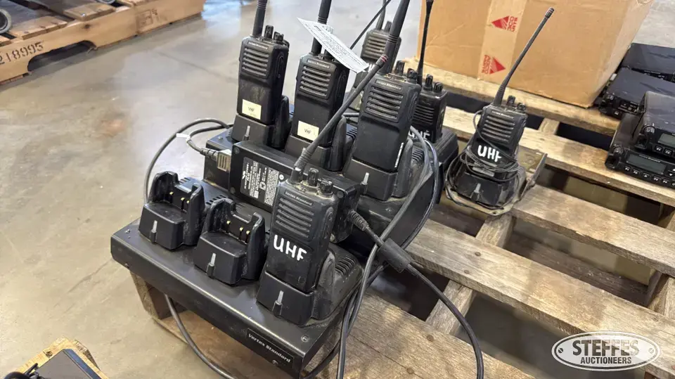 (7) Vertex Standard handheld radios Business Band Radio