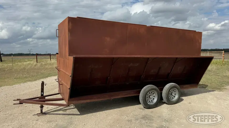 Shop-built tandem axle creep feeder Feeders and Bunk