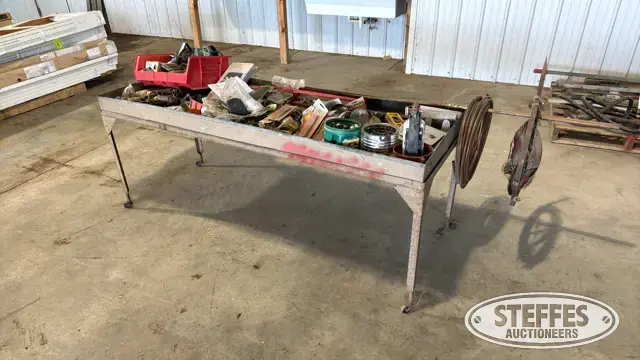 Rolling shop table & contents