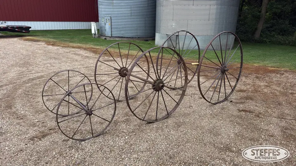 (3) Antique steel wheel sets Collectibles-Other