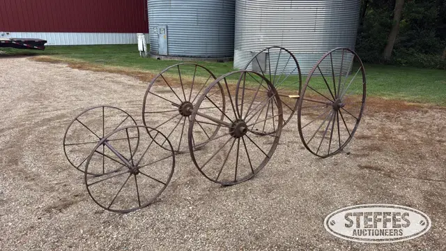 (3) Antique steel wheel sets