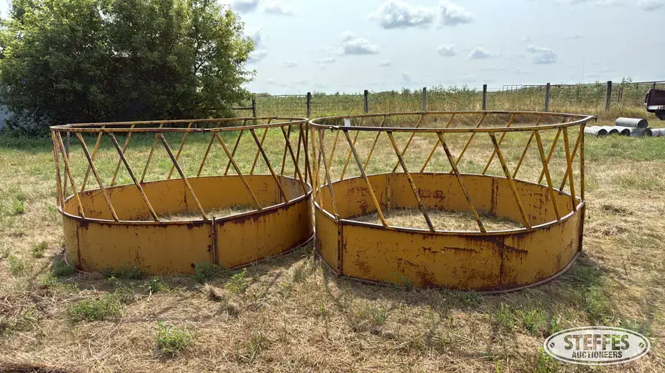 (2) Round bale feeders Feeders and Bunk