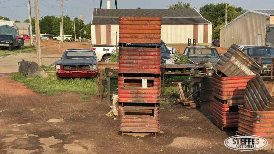 (4) Metal storage bins Storage and Bench