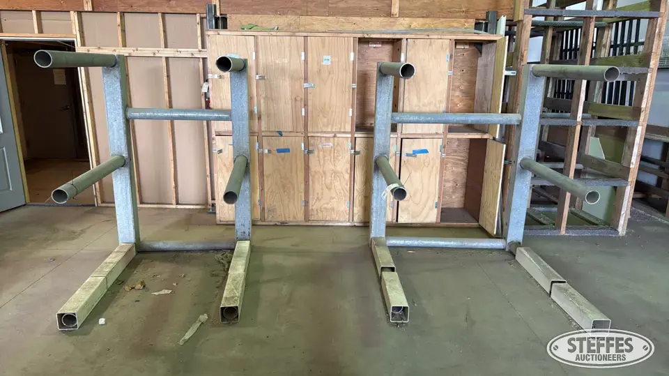 (2) Steel racks Storage and Bench