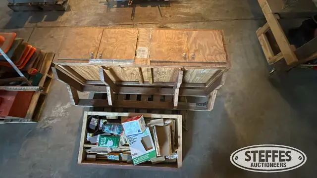 Cabinet & box w/woodworking supplies