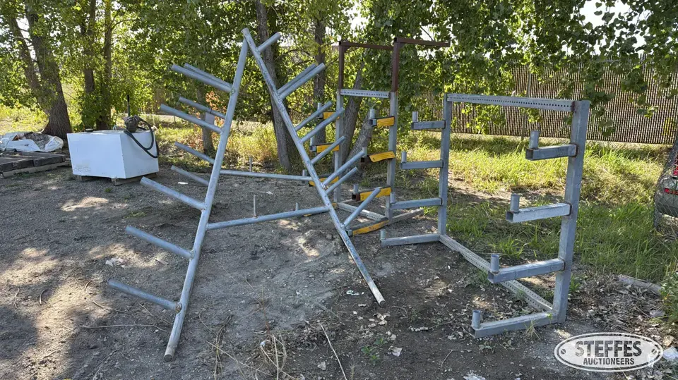 (3) Steel racks Storage and Bench