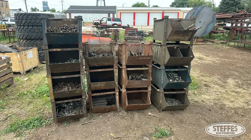 (14) Storage bins w/contents Storage and Bench
