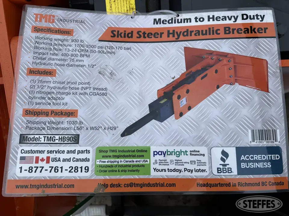 2023 TMG HB90S Skid Steer Breakers-Drop Hammers-Jack Hammers-Grinder