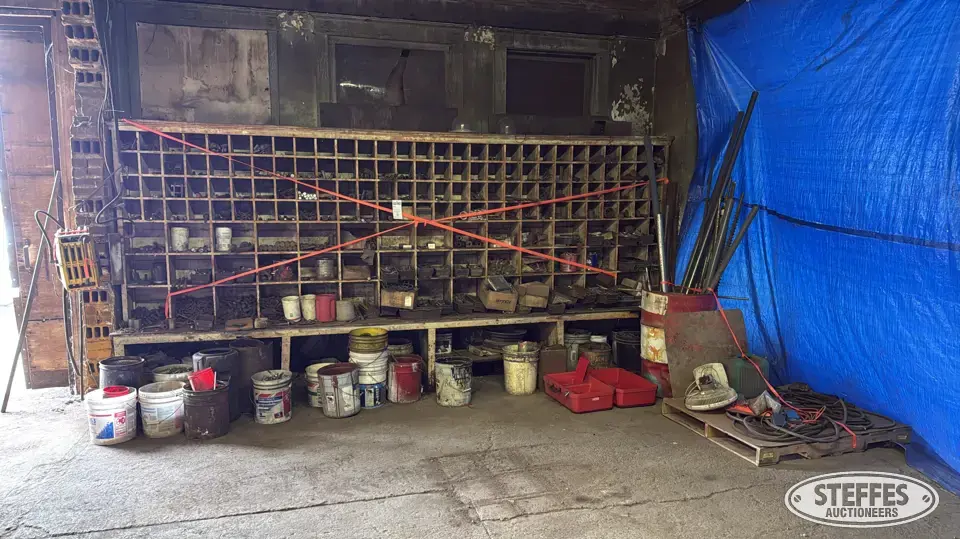 Wall of fasteners & shop support items General Tools and Shop Supply