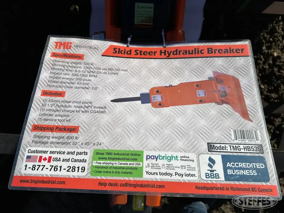 2023 TMG HB53S Skid Steer Breakers-Drop Hammers-Jack Hammers-Grinder