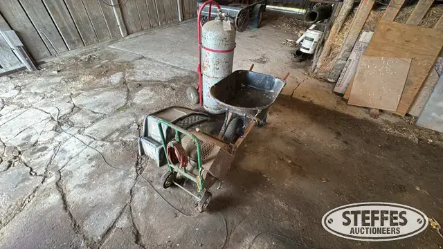 Wheelbarrow, ramps, cylinder, fan