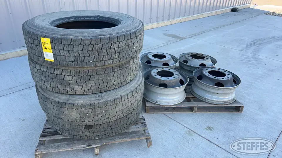 (4) Bridgestone 295/75R22.5 truck tires