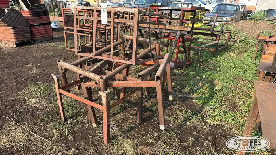 (10) Metal stands Storage and Bench