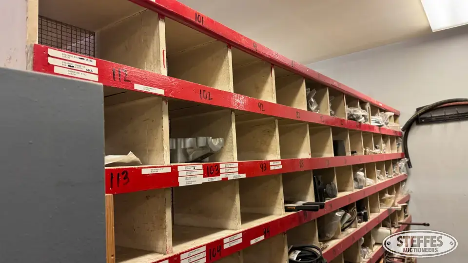 Shop-built wood shelving/parts storage Storage and Bench