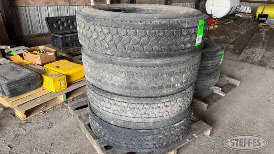 (4) Bridgestone 295/75R22.5 truck tires