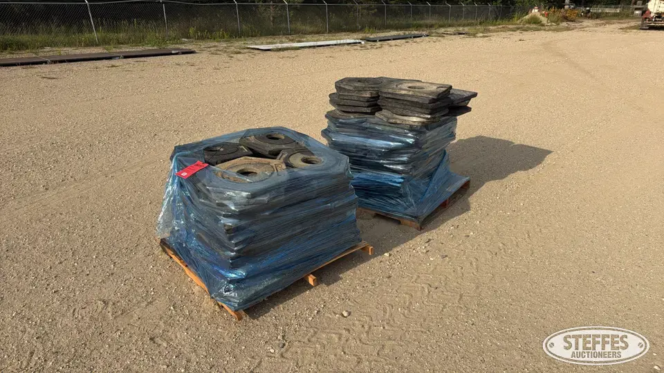 (2) Pallets of safety cone weights Construction Support Item