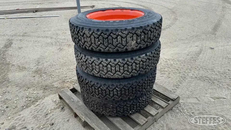 (4) Goodyear 255/70R22.5 Tires Construction Equipment Tire