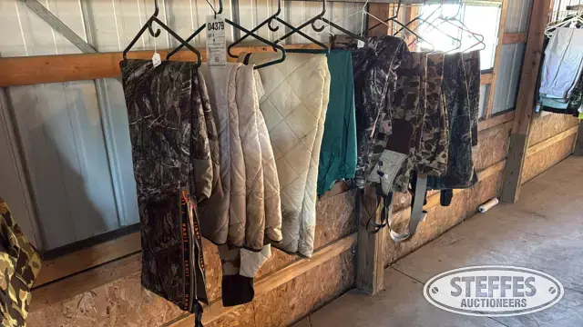 (9) Camouflage pants & bibs