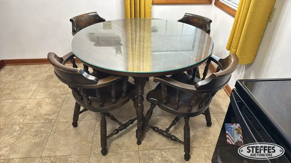 Round Kitchen Table, (6) Wooden Chairs Personal Property