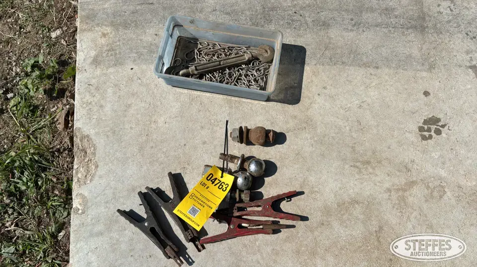 Booster cable clamps, 2” balls, hairpin cottor pins General Tools and Shop Supply