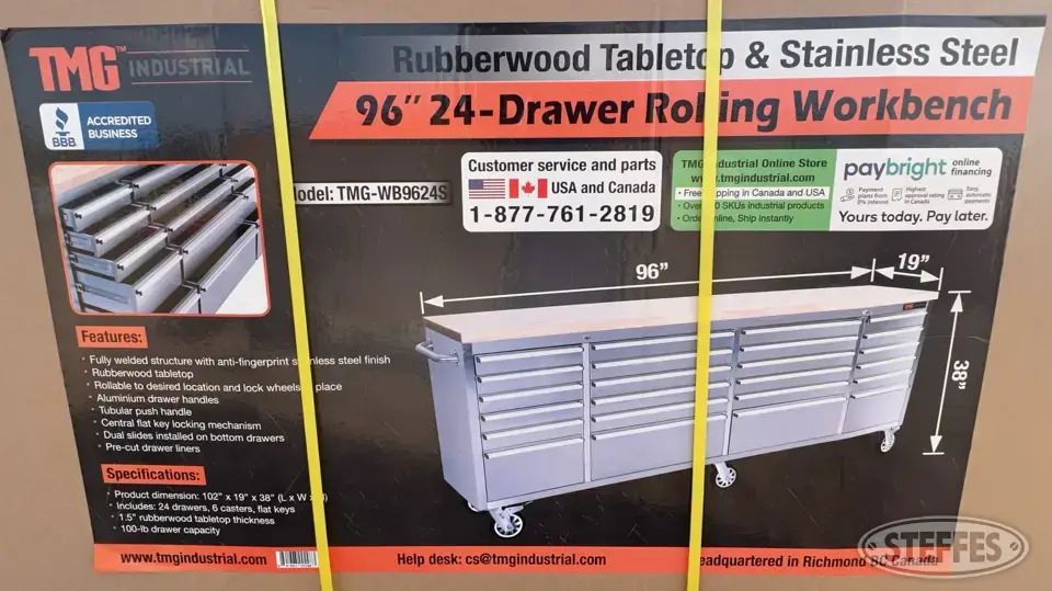 2024 TMG WB9624S Storage and Bench