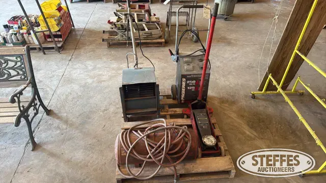 Battery charger, air compressor & floor jack