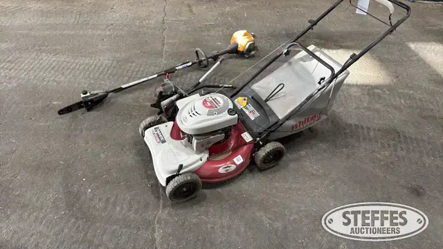 White rear bagger push mower