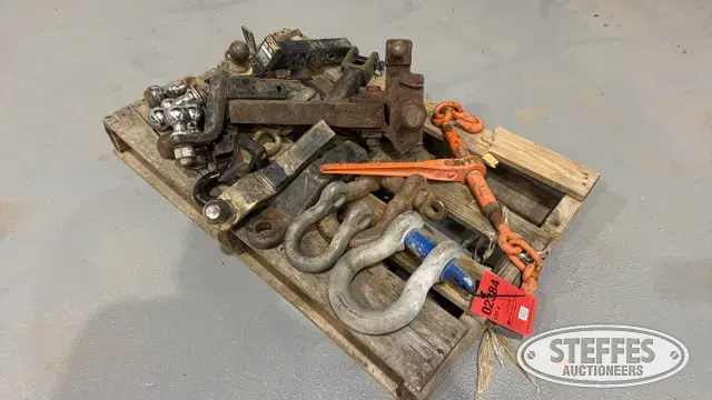 Assorted receiver hitch, clevis, & chain binders