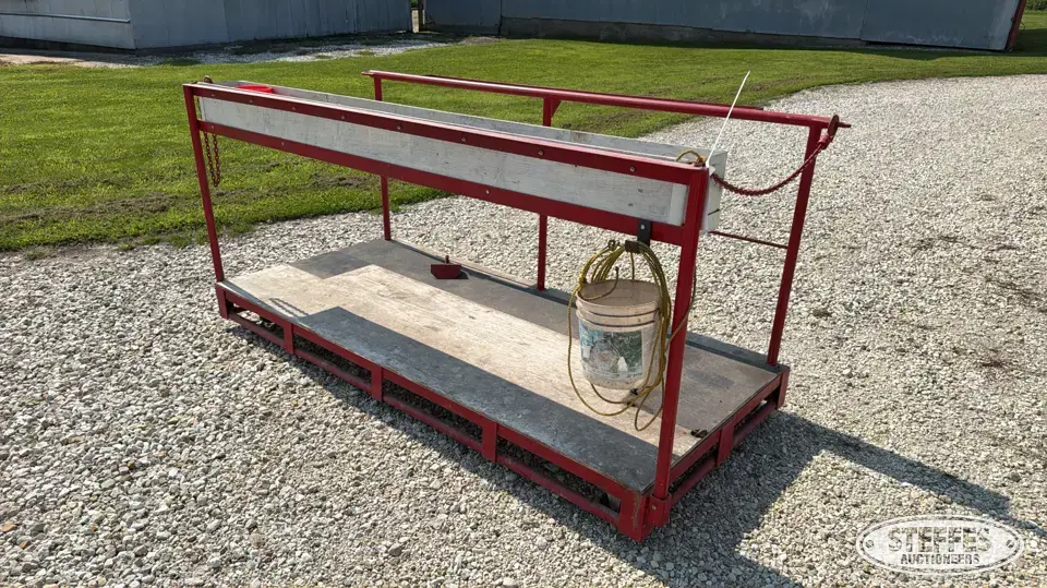 Shop-built man lift basket Loader Attachment