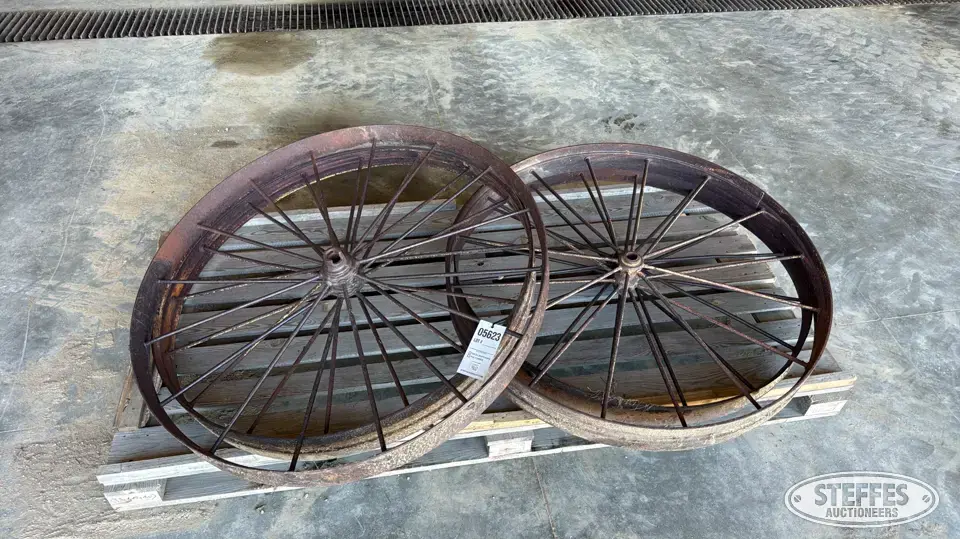 (4) Steel wagon wheels Farm Support Item