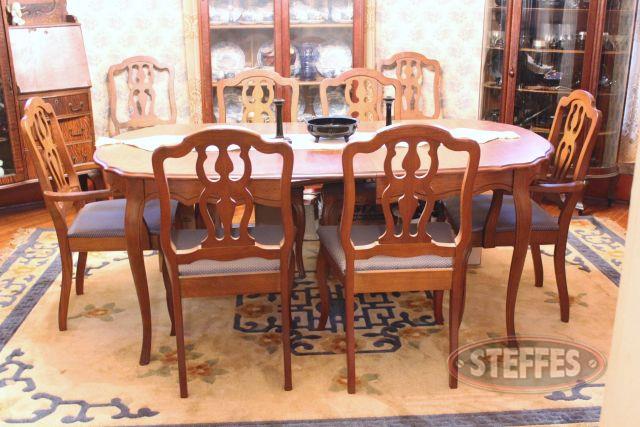 Pecan Oval Dining Room Table and (8) Chairs