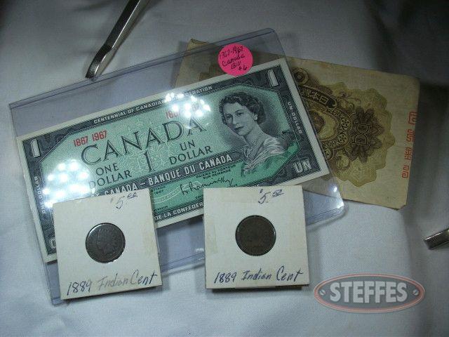 (2)-1889-Indian-Head-Cents---5-Yen--Canada-$1-Bill_1.jpg