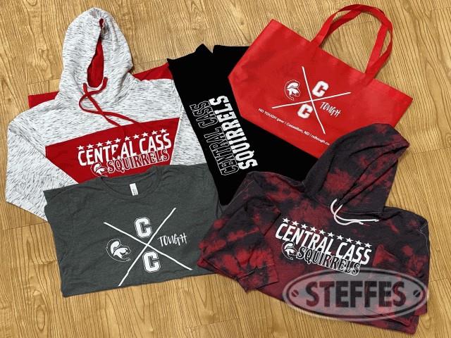Central Cass Swag Basket (Sizes include (1) S- sweatshirt, (1) XL-sweatshirt, (1) L- t-shirt, (2) XL-sweatpants),