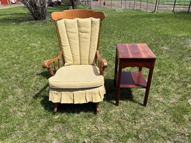 Wooden rocking chair & end table
