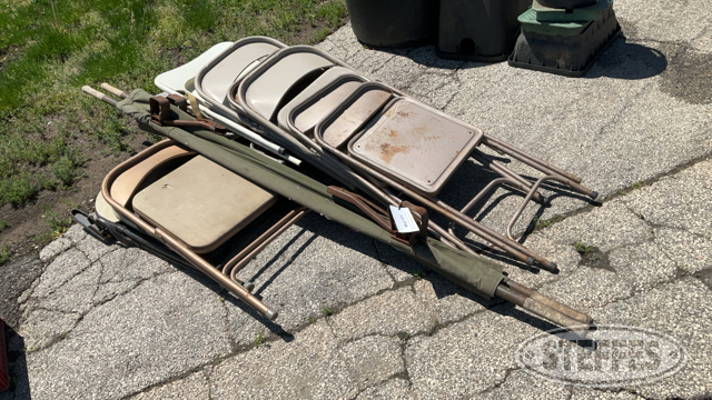 (10) Metal Folding Chairs and Canvas Stretcher