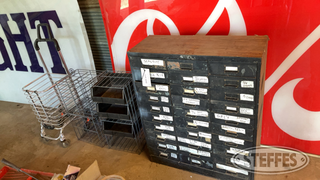 Wire Racks and Multi-drawer Cabinet