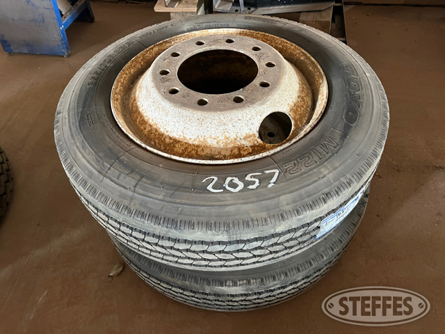 (2) 255/70R22.5 tires & steel wheel